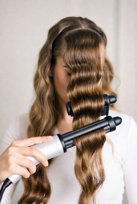 BaByliss Pro Curling Iron in use